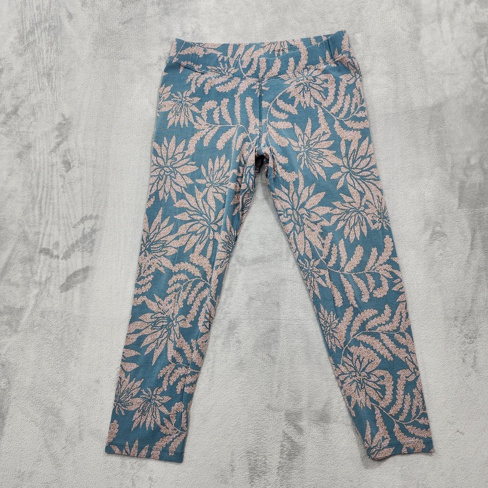 Toad&Co‎ Leggings Womens M Blue Floral Mid Rise Capri Soft Stretch Yoga Casual